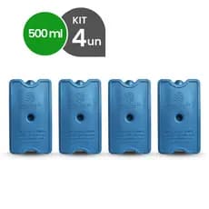 Kit 4 Gelo Reutilizável 500ml Até 8h Gelado Não Molha | GeloTech Rígido Gel Artificial Atóxico