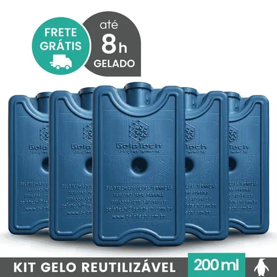 Gelo Reutilizável 200ml Até 8h Gelado Não Molha | GeloTech Rígido Gel Artificial Atóxico
