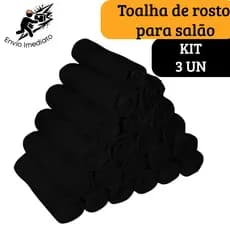 Kit 3 Toalha de Rosto Preta para Salão Profissional Cabeleireiro Barbearia Algodão