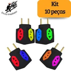 Adaptador de Tomada Cubo Preto e Colorido 4 Entradas Universal Bivolt 10A e 20A