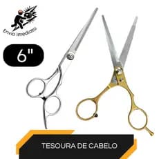 Tesoura Cabeleireiro Profissional 6" Aço Inoxidável para Cabelo Barbearia e Salão