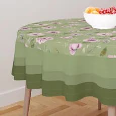 Toalha de Mesa Redonda Decorativa 4 Assentos Exclusiva 140x140cm Violetas