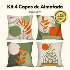 Kit com 4 Capas de Almofada Decorativas 45x45cm Horizonte Verde