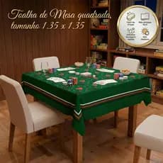 Toalha de Mesa Quadrada Decorativa 4 Assentos Exclusiva 135x135cm Naipes Copas