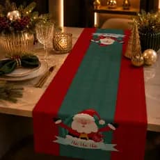 Trilho de Mesa Decorativo Natalino Estampa Sofisticada 110x35cm Exclusivo Natal Ho Ho Ho