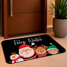 Tapete de Entrada Porta avulso Antiderrapante Natalino Feliz Natal