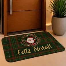 Tapete de Entrada Porta avulso Antiderrapante Natalino Papai Noel
