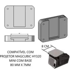 SUPORTE PARA PROJETOR MAGCUBIC HY320 MINI REFORÇADO PRETO - BASE 80MM x 7MM