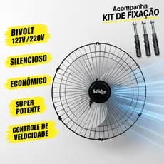 Ventilador De Parede 60cm Bivolt Potente E Silencioso
