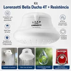 Kit Chuveiro Elétrico Lorenzetti Bella Ducha 4 Temperaturas 127v ou 220v e Resistencia compativel