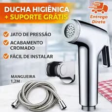 Ducha Higiênica Luxo 1,2m Em Aço Inox Com Válvula De Cobre + Suporte