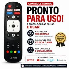 Controle Remoto Smart TV Aiwa Vizzion Android TV Netflix YouTube LE-7355