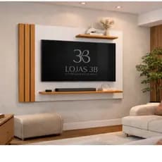 Painel de TV Copa para TV's até 40 Polegadas com Ripado Off White Madeirado