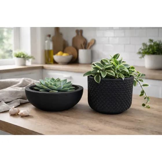 Kit 2 Vasos de Polietileno Decorativos para Plantas ou Cachepot Centro de Mesa Beta e Bacia