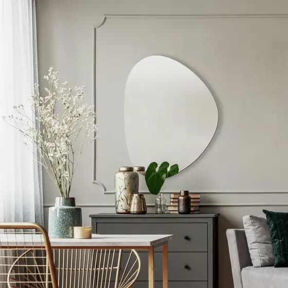 Espelho Orgânico Decorativo Médio com Suporte de Fixação 70x58