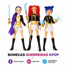 Boneca Guerreiras do KPOP 30cm Com Acessórios e Som Articulada Fashion Presente Menina