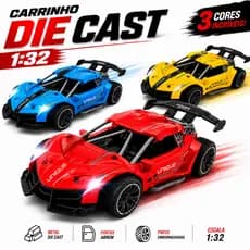 Carrinho Miniatura de Corrida | Die Cast 1:32 Metal Super Car Portas Abrem Colecionável | Brinquedo de Menino