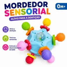 Mordedor Sensorial para Bebê Colorido Educativo Montessori Dentição Coordenação Motora Texturas Macias
