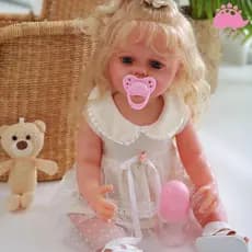 48cm Boneca Bebê Reborn Menina Silicone Cabelo dourado com acessórios
