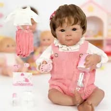 48cm Boneca Bebe Reborn Silicone Menina Olhos Azuis Pode Dar Banh