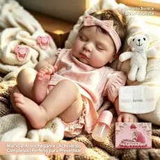 Boneca Reborn Princesa Realista 50cm Silicone e Tecido Boneca Bebê Acompanha Sono Infantil