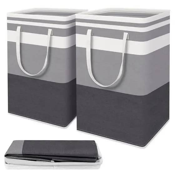 Cesto de Roupa Grande 75L Dobrável - Conjunto com 2 Peças 40x30x70cm para Roupas Sujas | cesta de roupa suja
