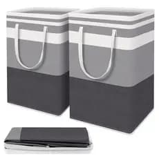 Cesto de Roupa Grande 75L Dobrável - Conjunto com 2 Peças 40x30x70cm para Roupas Sujas | cesta de roupa suja