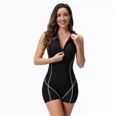 Maio Macaquinho Ziper Feminino Para Natação Hidroginastica Com Bojo