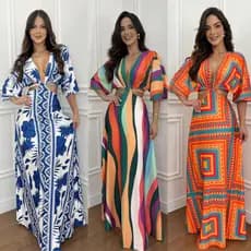 Vestido Longo Feminino Festa com Recortes Laterais de Amarração Nas Costas