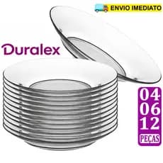 KIT 04/06/12UN Pratos Fundo Transparente Vidro Duralex Astral Resistente Almoço Jantar Buffet