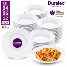 Jogo de Pratos Duralex Opaline Petala Vidro Temperado Branco - Kit Completo Jantar e Almoço