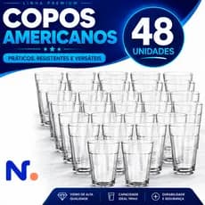 Jogo Copos 12/48 Copo Americano NADIR Caixa Nadir 190ml Vidro Clássico Ideal Para Bebidas Bar