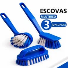 Kit 3 Escovinhas Multiuso Esfregão Escova Lavar Roupa limpeza lavar tênis calçados chinelo