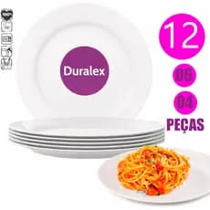 Conjunto de Pratos Raso Branco Vidro Duralex – Menu Temperado Nadir Opaline para o Dia a Dia