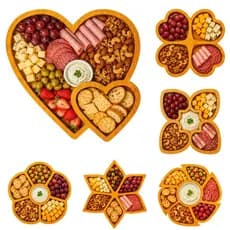 Gamela Petisqueira 29x29Cm MDF Com 5 Divisões Aperitivos Churrasco Frios Decorativo Tabua De Frios