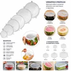 6 Pcs Tampa Silicone Reutilizável Conservação Dos Alimentos Material De Segurança Tampa