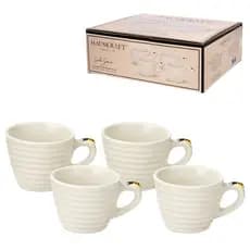 Jogo Kit 4 Xícaras De Café Cha De Porcelana 90ml Haüskraft Linha Bee Preço de Lançamento