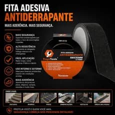 Fita Antiderrapante Preta 5m x 50mm - Resistente à Água, Fácil Aplicação, Durável