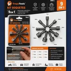 9 peças jogo de soquete para parafusadeira 5 A 13mm kit de bits sextavado