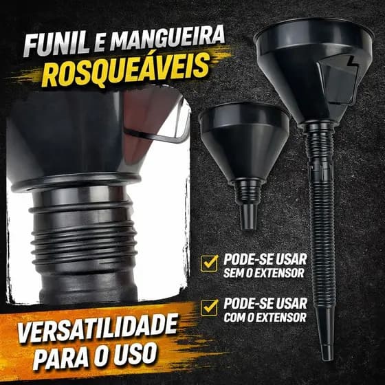 Funil Flexível Peças Plástico Sanfonado Óleo Motos Carros Gasolina Combustível Álcool Dosador Flex Grande Combustivel