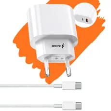 Carregador Turbo 40w e Cabo Usb-c Compatível com Iphone 15 16 17 Pro Max e Samsung Galaxy Android