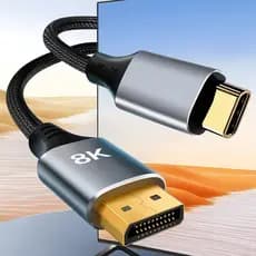 Cabo Para Macbook Thunderbolt 3 Usb-c P/ Displayport 8k 60hz e 4k 144hz