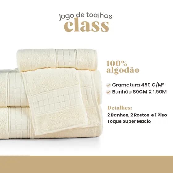 Jogo Banho Gigante Dianelli Fio Penteado 5 Peças Premium