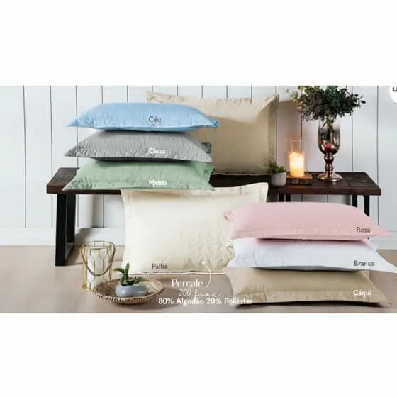Kit Porta Travesseiro Fronha Aba Americana Debrum Percale Matelado 200 fios  - 2 Unidades