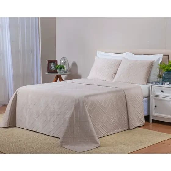 Kit Colcha Velvet Premium Aveludada - Cobre Leito Extra Macio Luxo - Casal e Queen