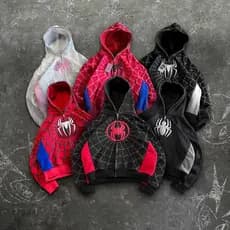 Y2k Retro América Aranha Espuma Impressão 3d Hoodies Moda Oversized Solto Zíper Completo Hoodie Masculino Jaqueta