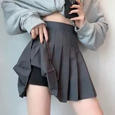 GUOGUH Saia Plissada Rosa Mini Saia Linha A