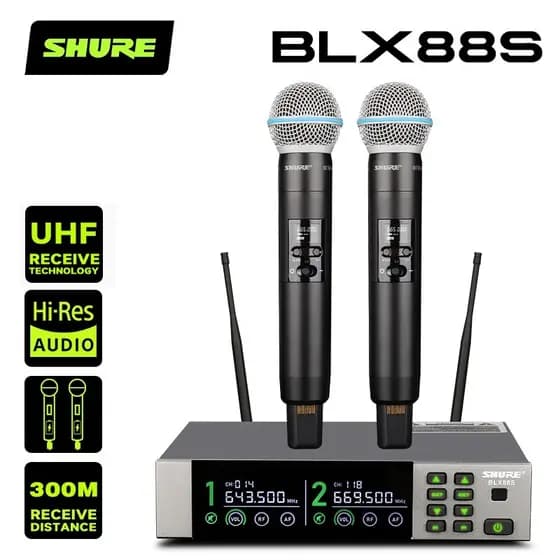 Microfone sem fio UHF profissional Shure BLX88S, transmissão de longa distância de 300 m, Anti-interferência, alta fidel