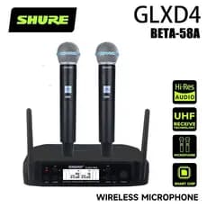 SHURE GLXD4-BETA58 com 2 microfones sem fio, fornece som claro e completo puro, reduz o ruído, adequado para apresentaçõ