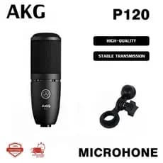 Microfone condensador profissional AKG P120, Design cardióide, captura de som com precisão, estúdio de gravação, transmi